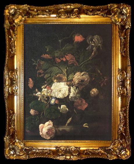 framed  Rachel Ruysch Flowers in a vase, ta009-2